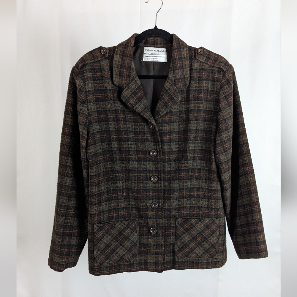 Canadian Opera Company brown plaid sweater jacket